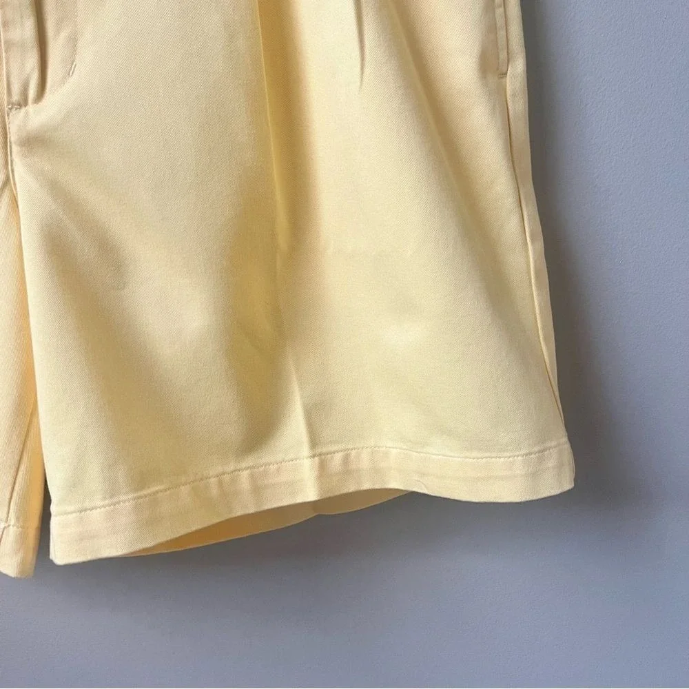 Lands' End Shorts Men's 35 Yellow Pleated 100% Cotton Golf NWOT Preppy Chino